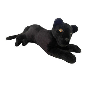Jumbo Panther Stuffed Animal Plush 2 FT Long Black Jungle Big Realistic Vintage